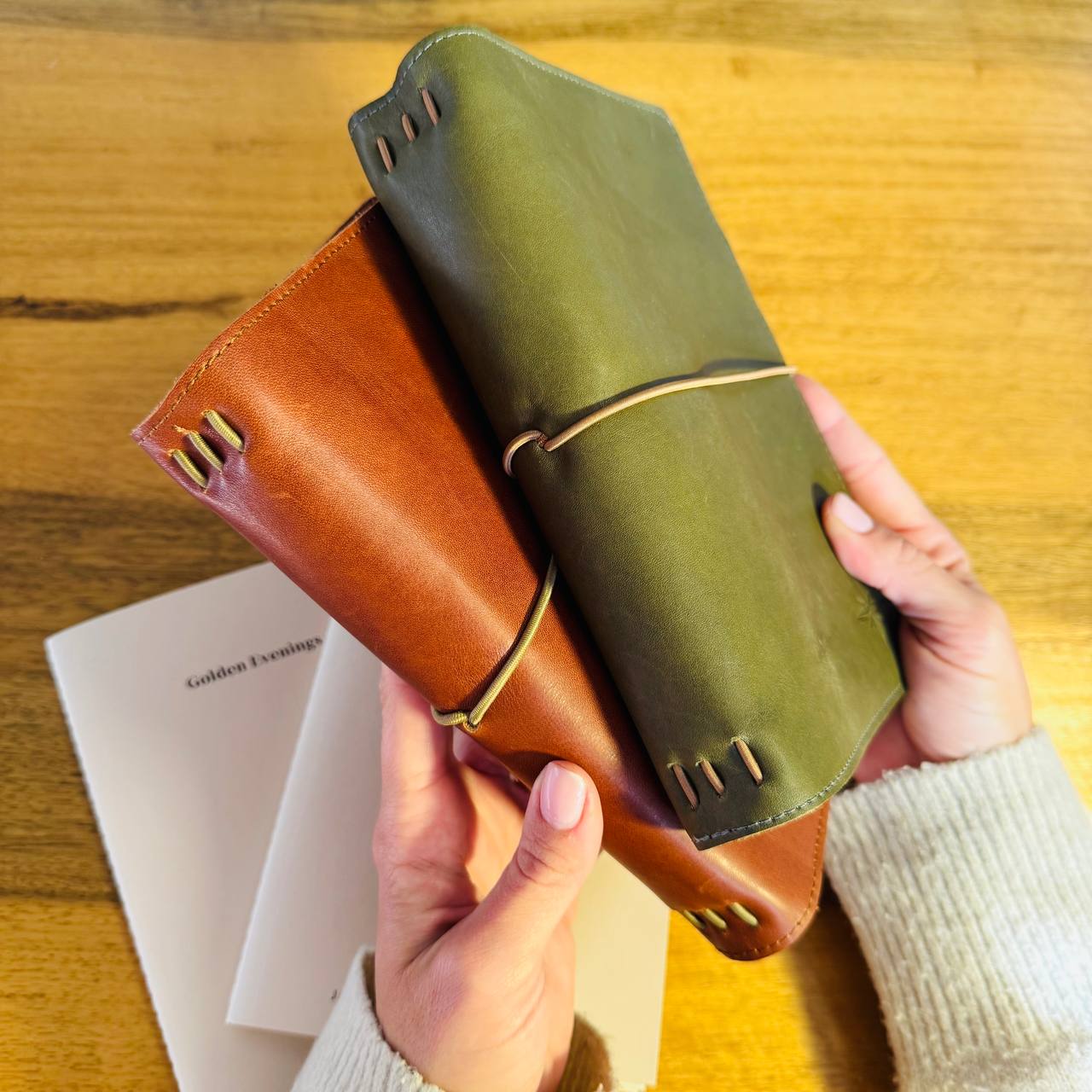 Notebook-real leather- Genuine- durable-refills-ecofriendly-Stylish-leather-notebook-for-journaling-or-notes-compass-pockets-pen holder-planner-sketch book-bullet journal