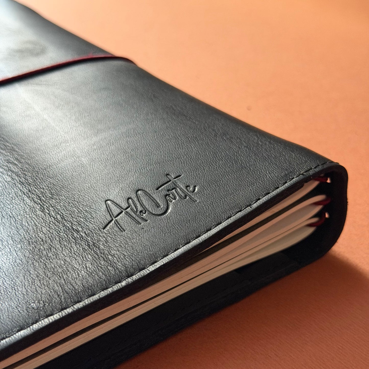 Black A5 leather notebook by A la Carte, view 5