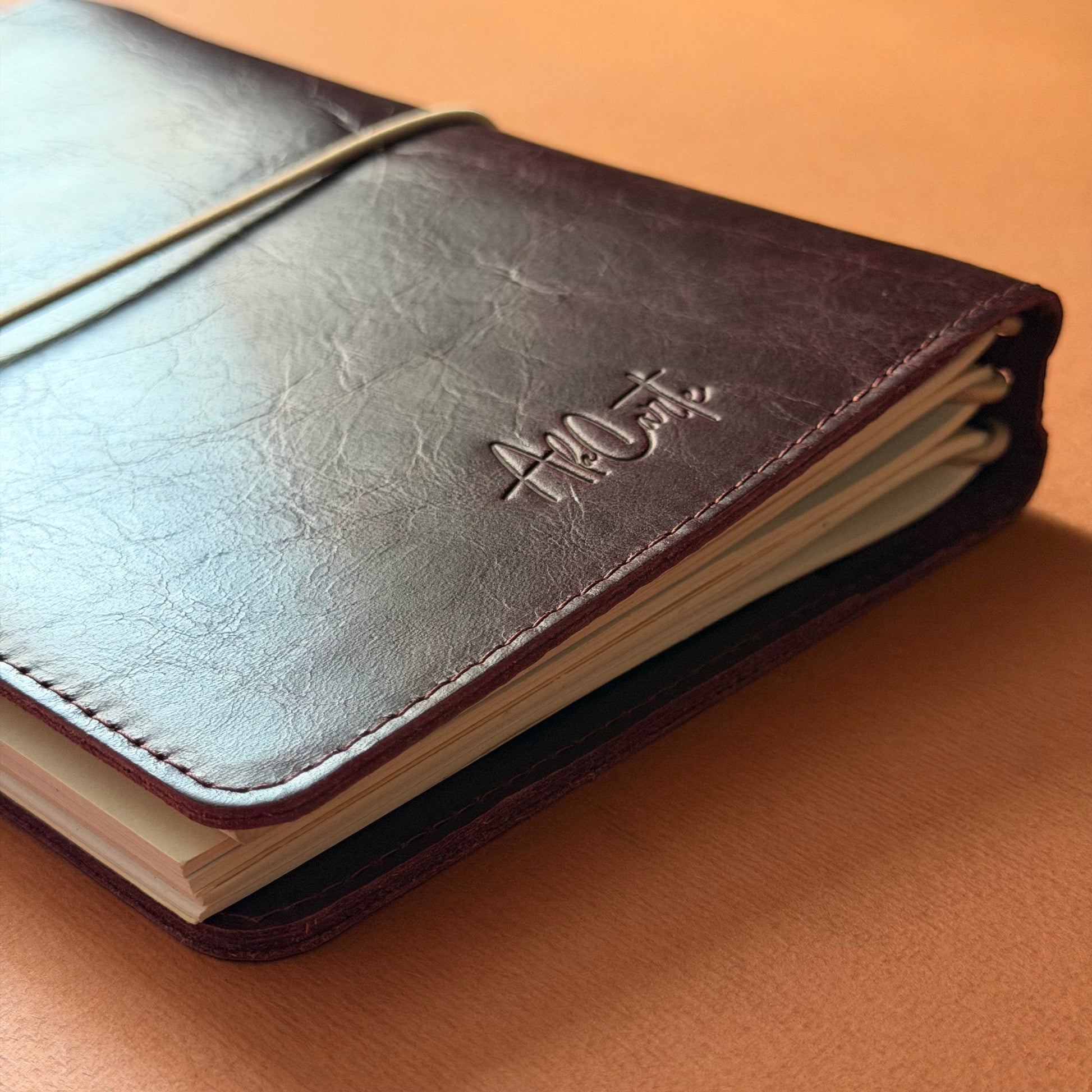 Plum A5 leather notebook by A la Carte, view 5
