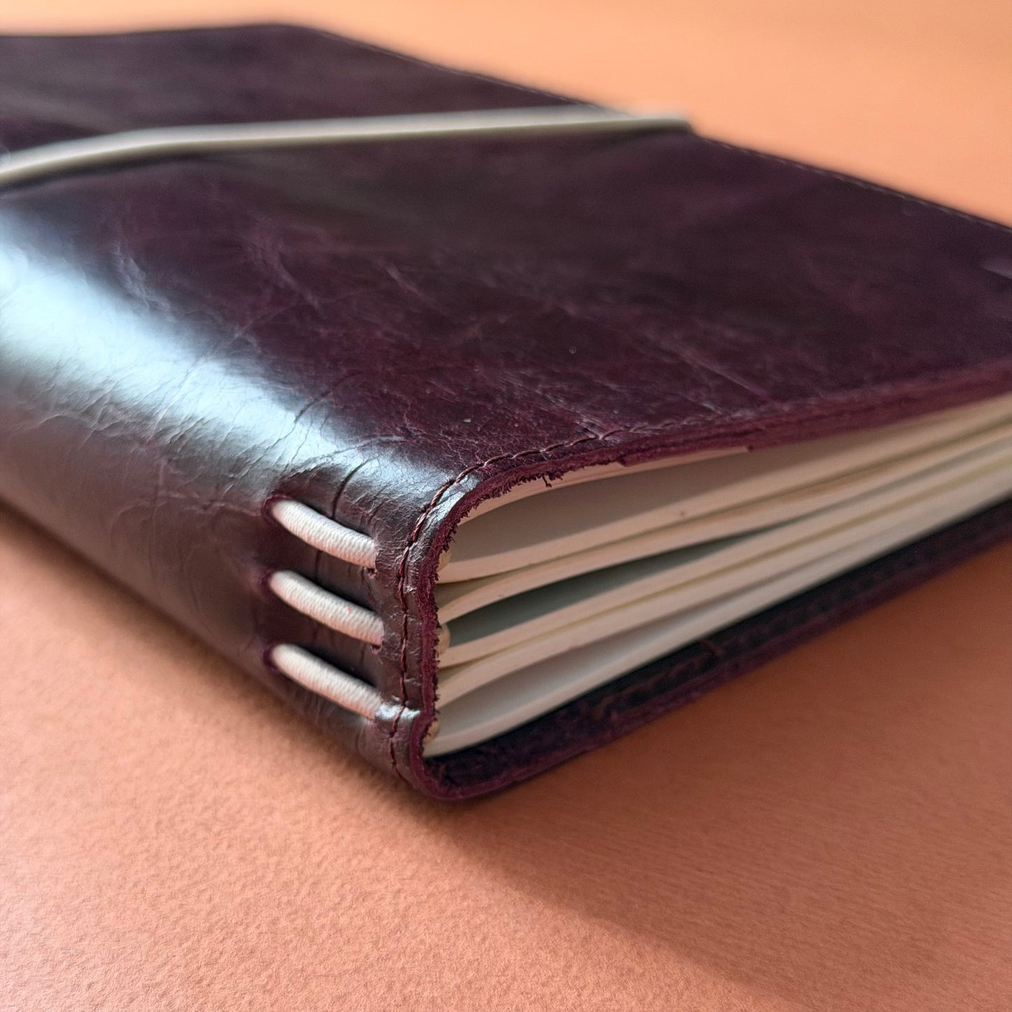 Plum A5 leather notebook by A la Carte, view 4