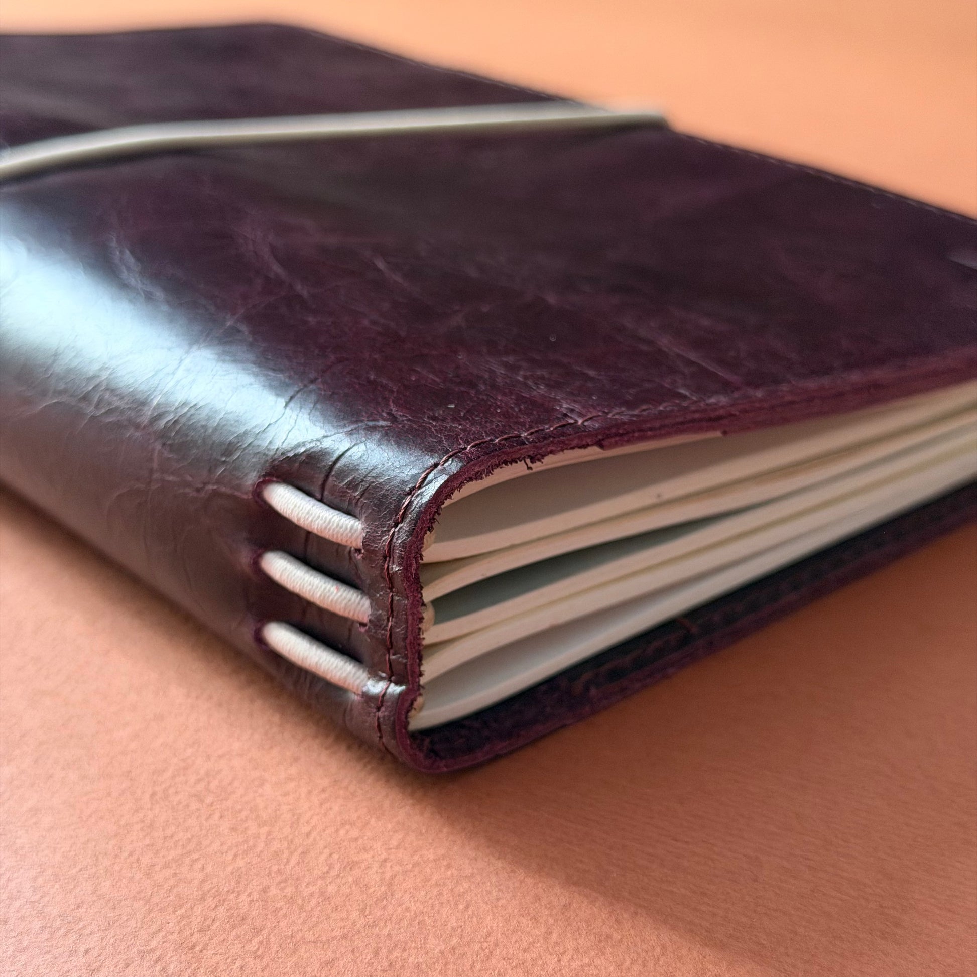 Plum A5 leather notebook by A la Carte, view 4