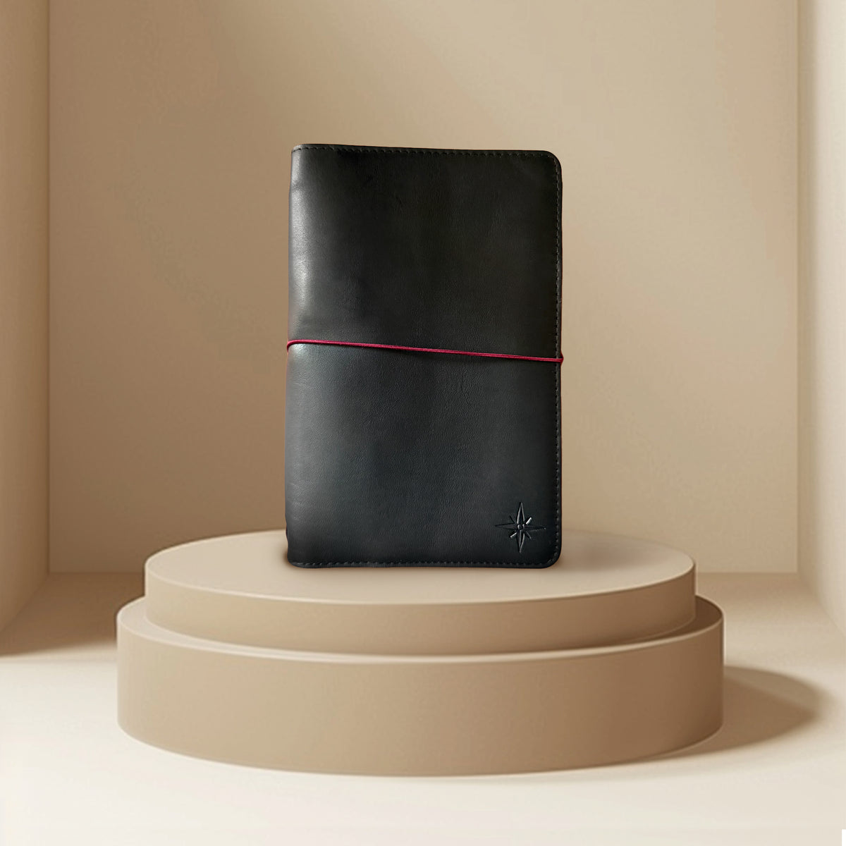 Black A5 leather notebook, handcrafted refillable journal by A la Carte