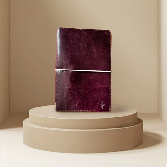 Plum A5 leather notebook, handcrafted refillable journal by A la Carte